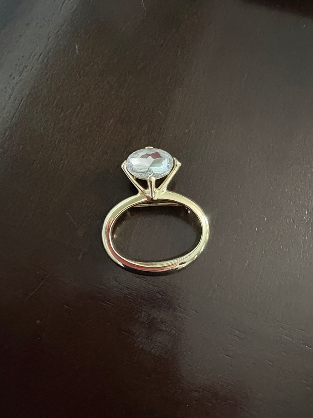Classic Solitaire Crystal Ring - Gold Tone